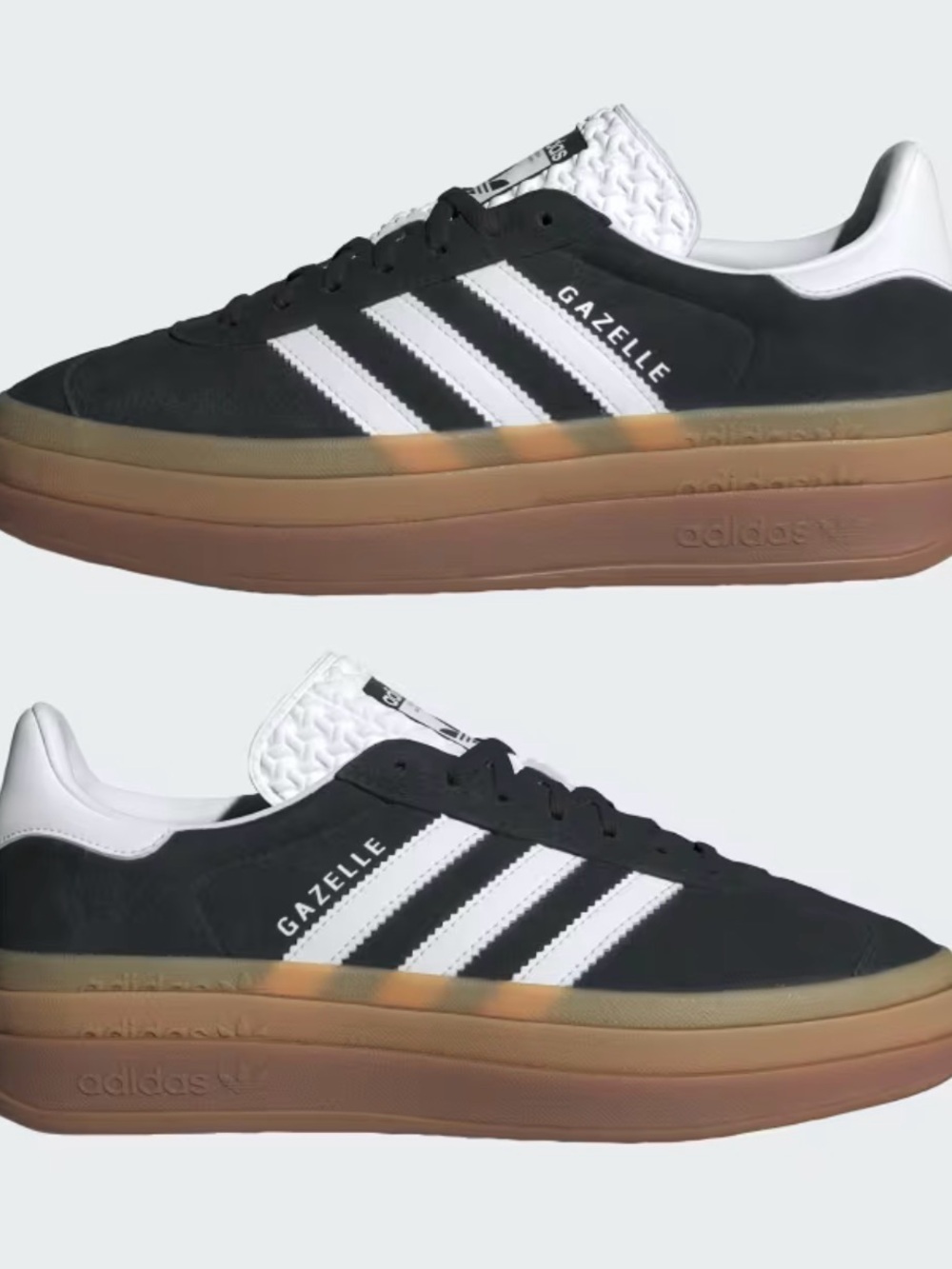 adidas Gazelle Women's Black and White Sneakers with Brown Gradient Sole - Picture 3 of 10